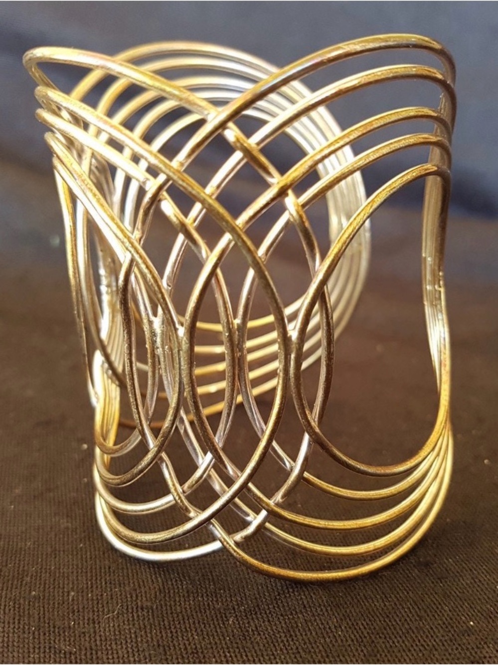 Vintage Woven Metal Wire Cuff Bracelet
